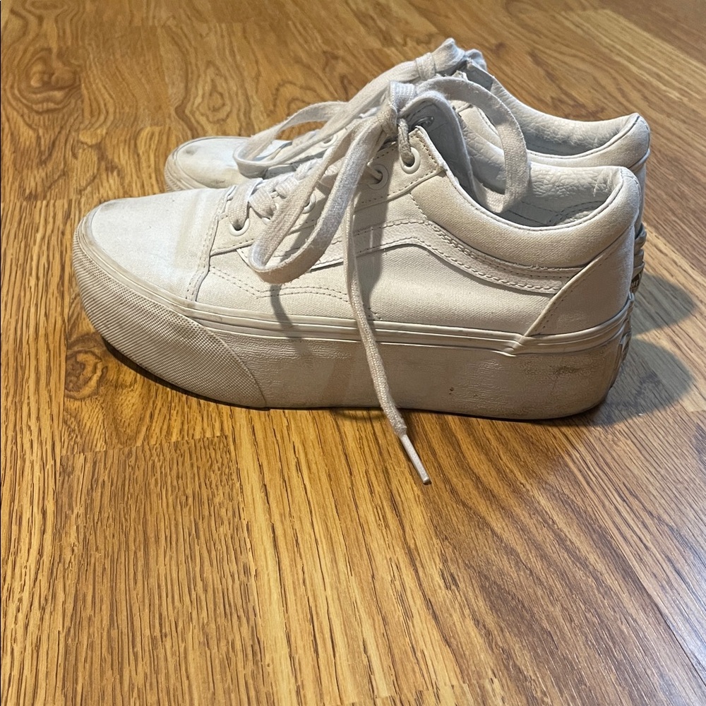 Women's Vans White Platform Sneakers